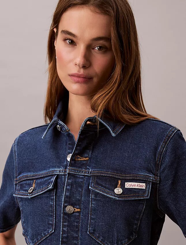 Mini-robe trucker en denim Mini-robe trucker en denim