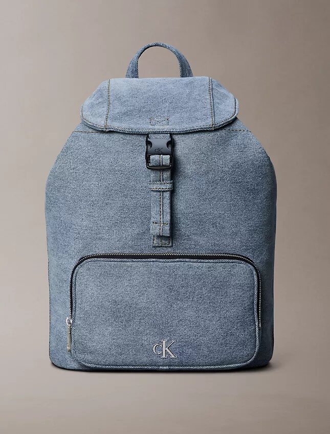 Mini sac à dos à rabat en Denim avec logo Mini sac à dos à rabat en Denim avec logo