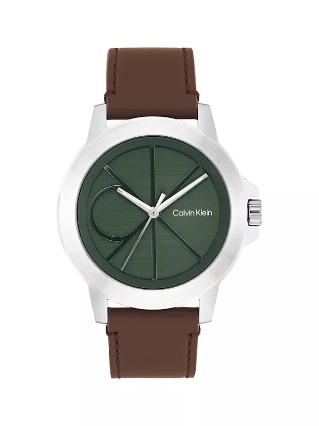 Montre à cadran Emblem et bracelet en cuir Montre à cadran Emblem et bracelet en cuir