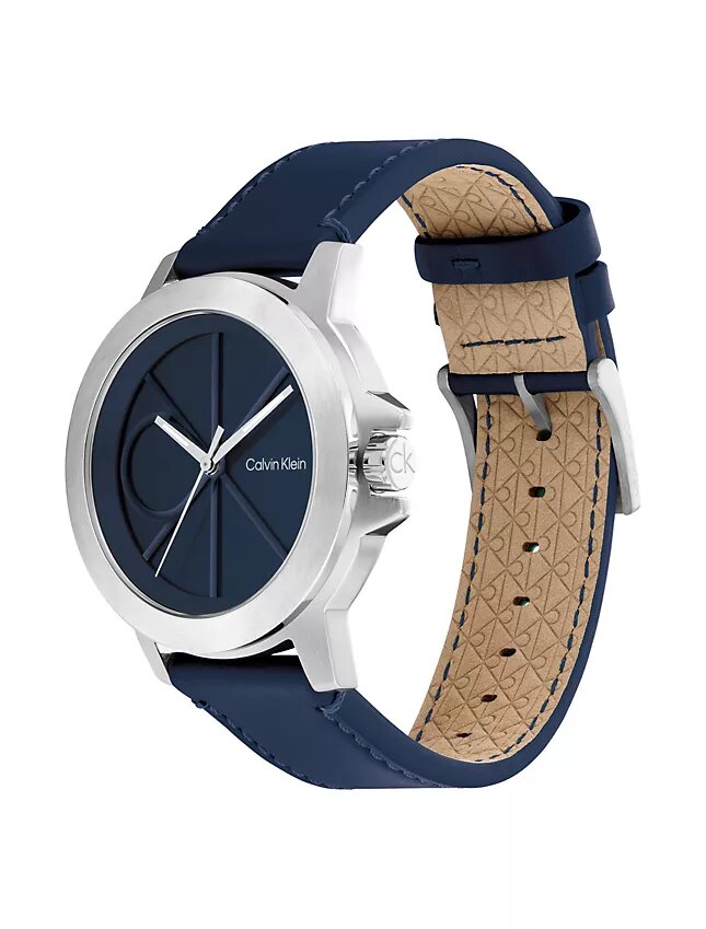 Montre à cadran Emblem et bracelet en cuir Montre à cadran Emblem et bracelet en cuir