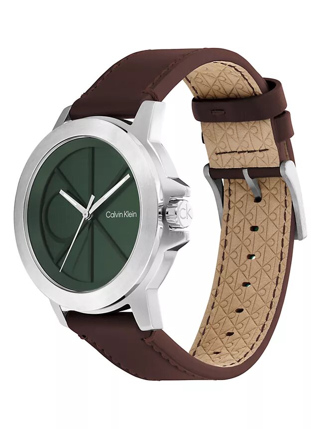Montre à cadran Emblem et bracelet en cuir Montre à cadran Emblem et bracelet en cuir