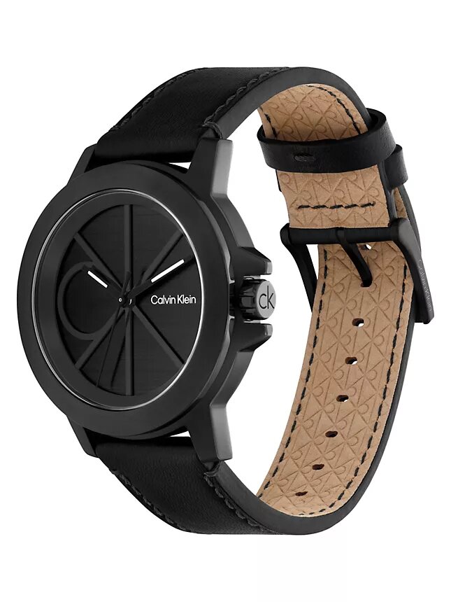 Montre à cadran Emblem et bracelet en cuir Montre à cadran Emblem et bracelet en cuir