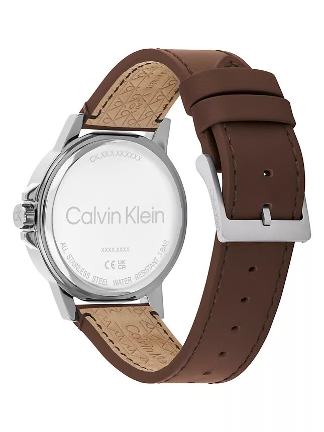 Montre à cadran Emblem et bracelet en cuir Montre à cadran Emblem et bracelet en cuir