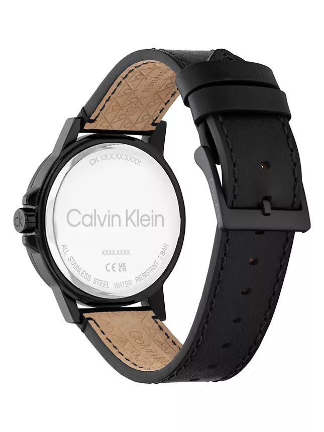 Montre à cadran Emblem et bracelet en cuir Montre à cadran Emblem et bracelet en cuir