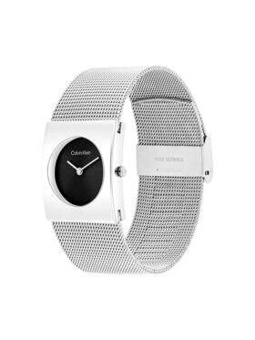 Montre à cadran géométrique et bracelet en maille