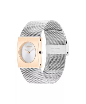 Montre à cadran géométrique et bracelet en maille