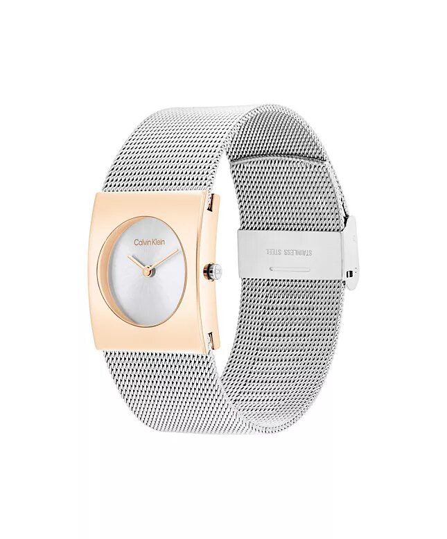 Montre à cadran géométrique et bracelet en maille Montre à cadran géométrique et bracelet en maille