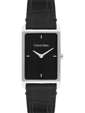 Montre à cadran rectangulaire et bracelet en cuir