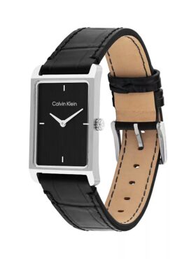 Montre à cadran rectangulaire et bracelet en cuir
