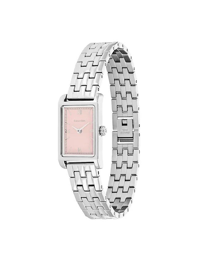 Montre à cadran rectangulaire et bracelet à maillons Montre à cadran rectangulaire et bracelet à maillons
