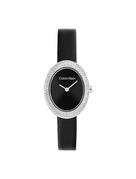 Montres à cadran ovale et lunette profilée avec bracelet en cuir