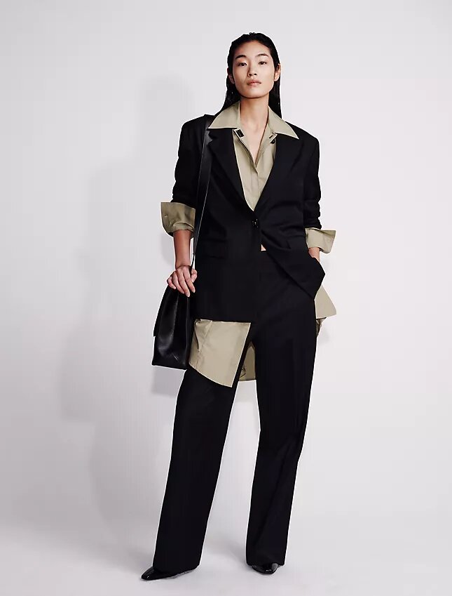 Pantalon ajusté en laine mélangée Pantalon ajusté en laine mélangée