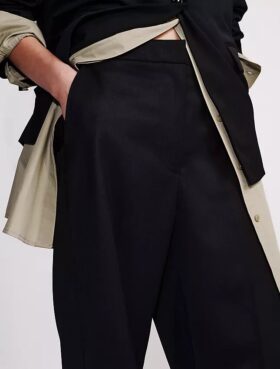 Pantalon ajusté en laine mélangée