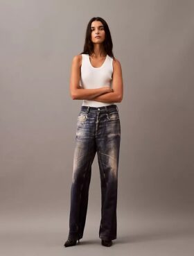 Pantalon ajusté à imprimé Denim