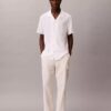 Pantalon cargo droit décontracté en lin et coton Pantalon cargo droit décontracté en lin et coton