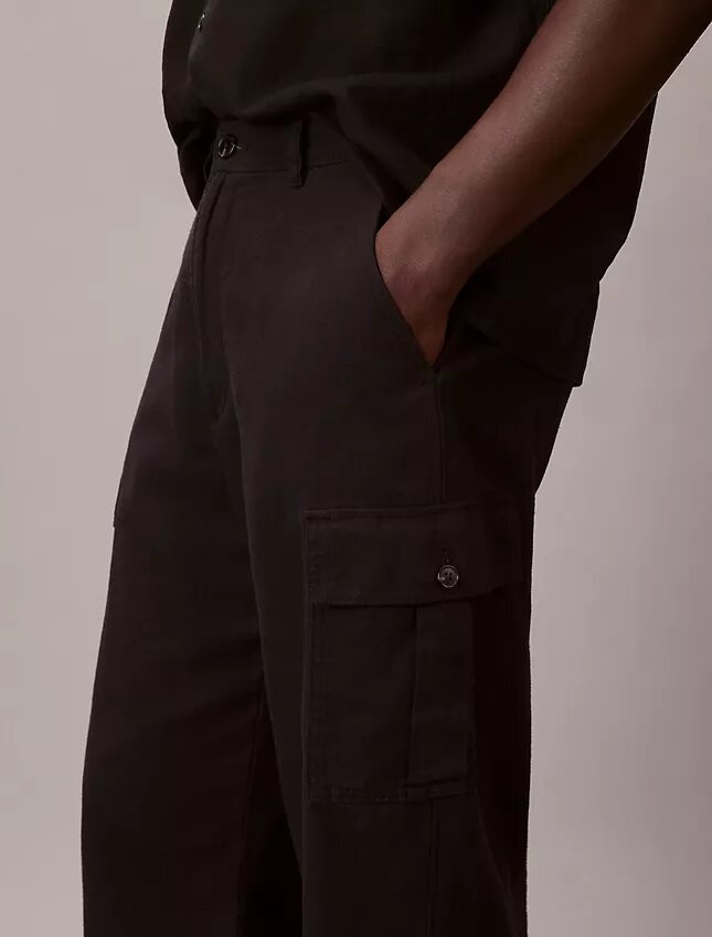 Pantalon cargo droit décontracté en lin et coton Pantalon cargo droit décontracté en lin et coton