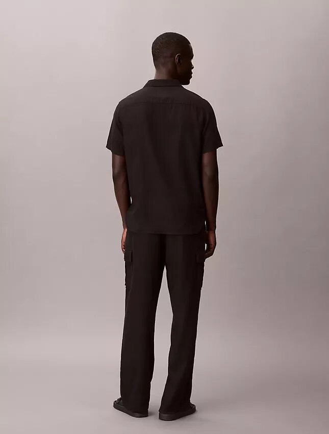 Pantalon cargo droit décontracté en lin et coton Pantalon cargo droit décontracté en lin et coton
