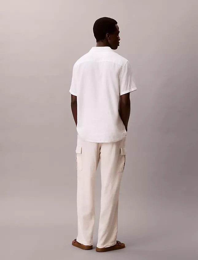 Pantalon cargo droit décontracté en lin et coton Pantalon cargo droit décontracté en lin et coton
