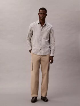 Pantalon cargo droit en Cotton Stretch