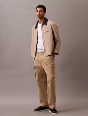 Pantalon cargo droit en Cotton Stretch