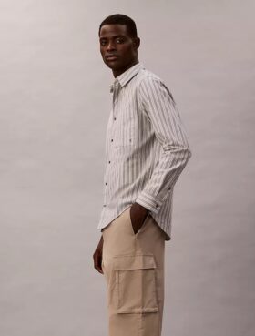 Pantalon cargo droit en Cotton Stretch
