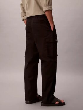Pantalon cargo droit en Cotton Stretch