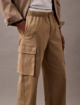 Pantalon cargo droit en Cotton Stretch