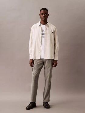 Pantalon cargo à jambes droites en mélange de lyocell, délavé