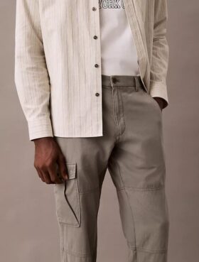 Pantalon cargo à jambes droites en mélange de lyocell, délavé
