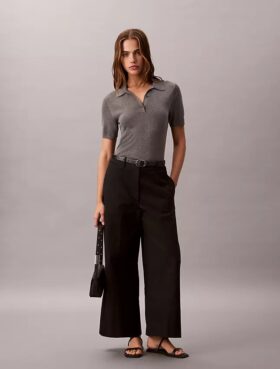 Pantalon chino court à jambes larges