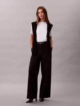 Pantalon chino en Cotton Stretch à jambes larges