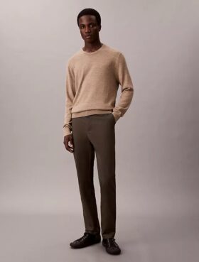 Pantalon chino slim en satin de coton