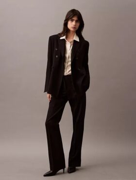 Pantalon classique en gabardine de laine