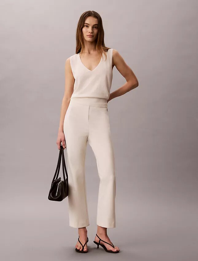 Pantalon court évasé en ponte Pantalon court évasé en ponte