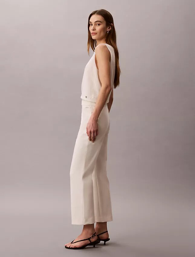 Pantalon court évasé en ponte Pantalon court évasé en ponte