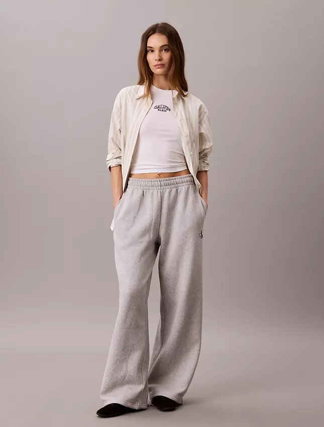 Pantalon de survêtement à jambes larges en molleton Monologo Pantalon de survêtement à jambes larges en molleton Monologo