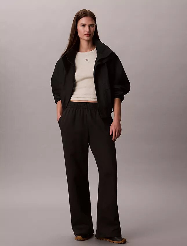 Pantalon de survêtement à jambes larges en molleton Monologo Pantalon de survêtement à jambes larges en molleton Monologo