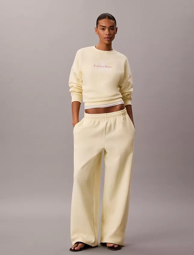 Pantalon de survêtement à jambes larges en molleton Monologo Pantalon de survêtement à jambes larges en molleton Monologo