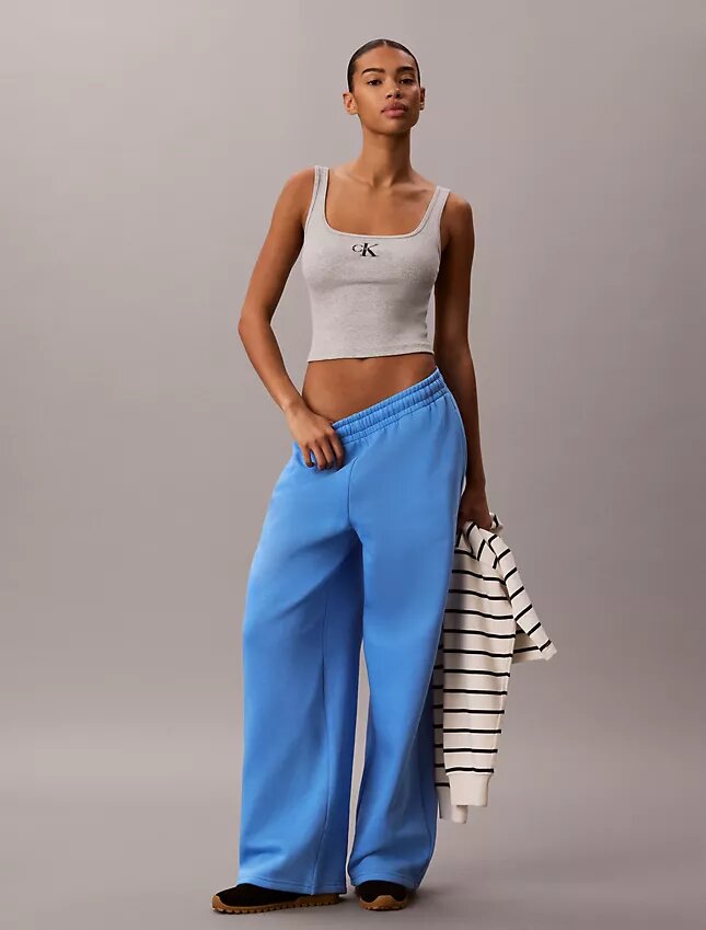 Pantalon de survêtement à jambes larges en molleton Monologo Pantalon de survêtement à jambes larges en molleton Monologo