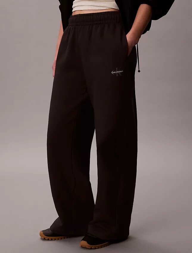 Pantalon de survêtement à jambes larges en molleton Monologo Pantalon de survêtement à jambes larges en molleton Monologo