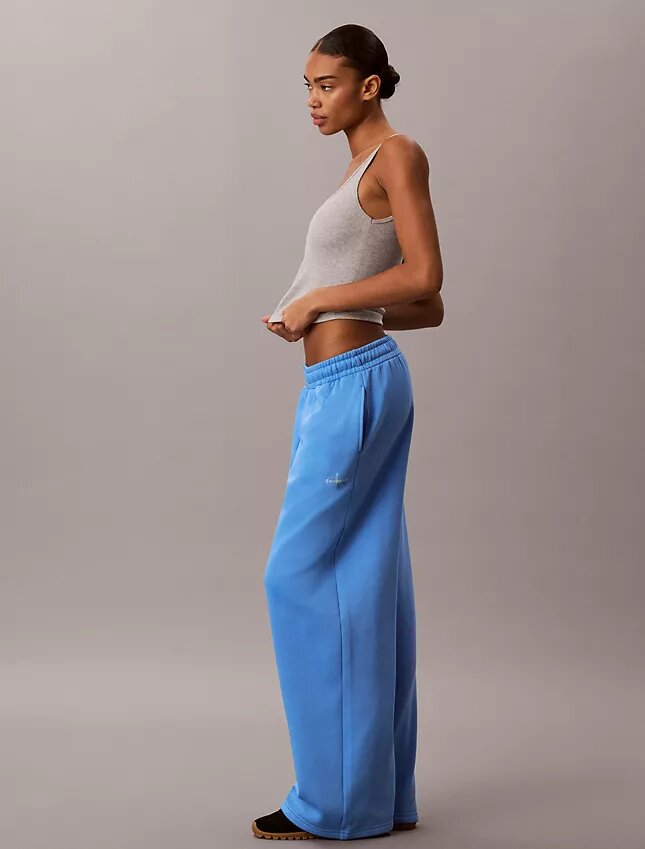 Pantalon de survêtement à jambes larges en molleton Monologo Pantalon de survêtement à jambes larges en molleton Monologo