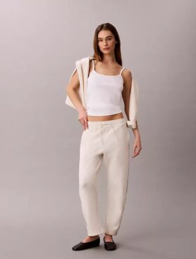 Pantalon droit avec bandeau logo