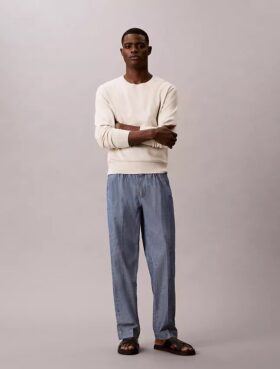 Pantalon droit en chambray à enfiler
