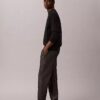 Pantalon droit en chambray à enfiler