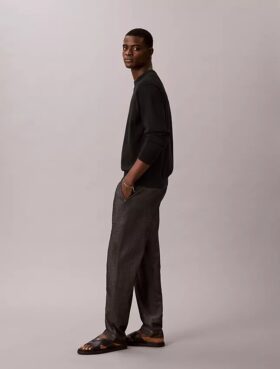 Pantalon droit en chambray à enfiler