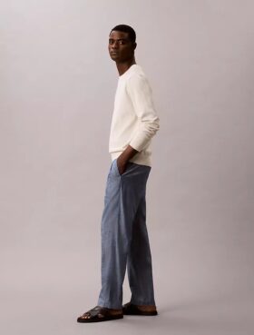 Pantalon droit en chambray à enfiler