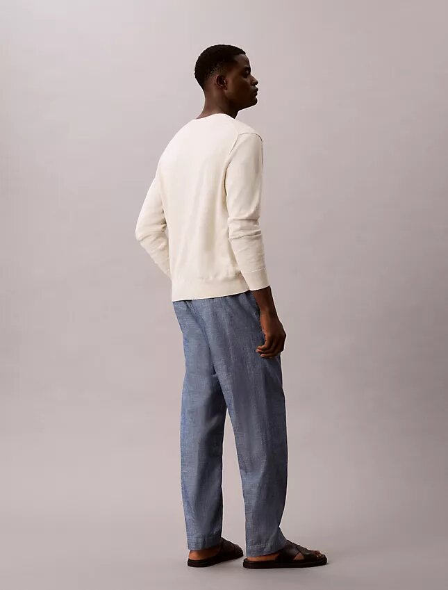 Pantalon droit en chambray à enfiler Pantalon droit en chambray à enfiler