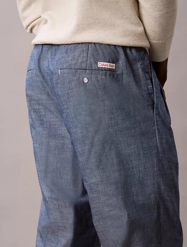 Pantalon droit en chambray à enfiler Pantalon droit en chambray à enfiler