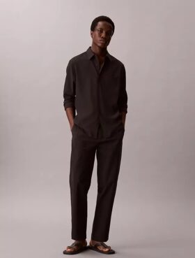 Pantalon droit en seersucker