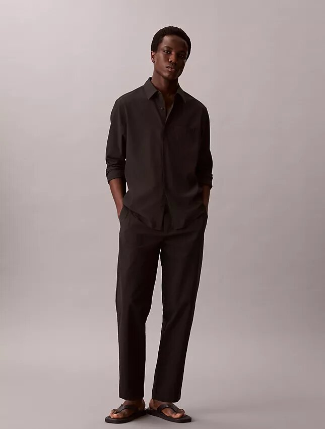 Pantalon droit en seersucker Pantalon droit en seersucker